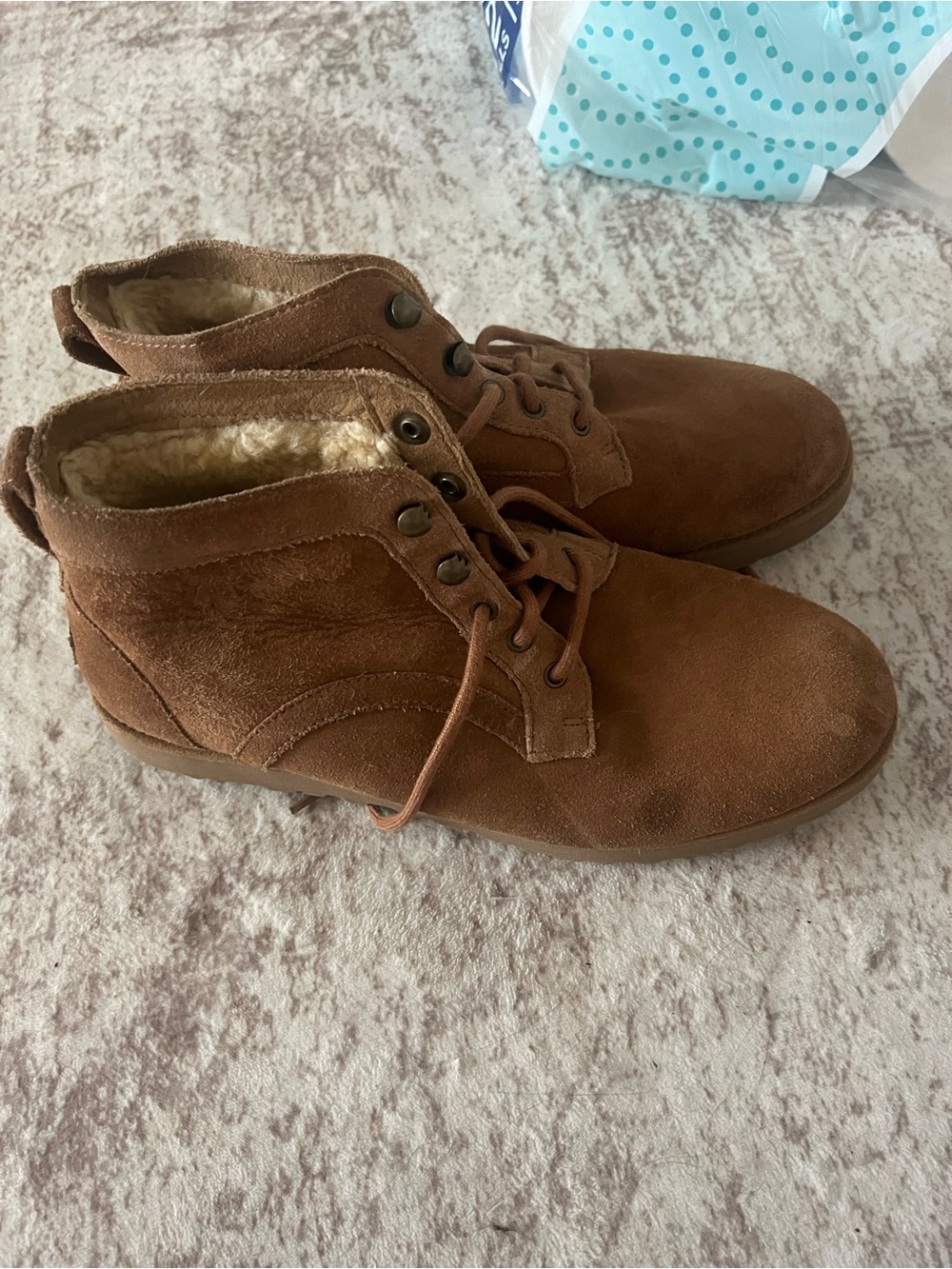 UGG brown Suede Lace-Up Ankle Boots
